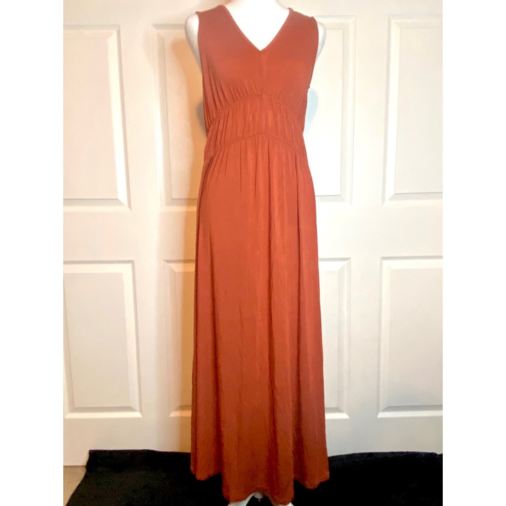41 Hawthorn Sleeveless Maxi Dress Rust Terracotta V-Neck Empire Waist Small